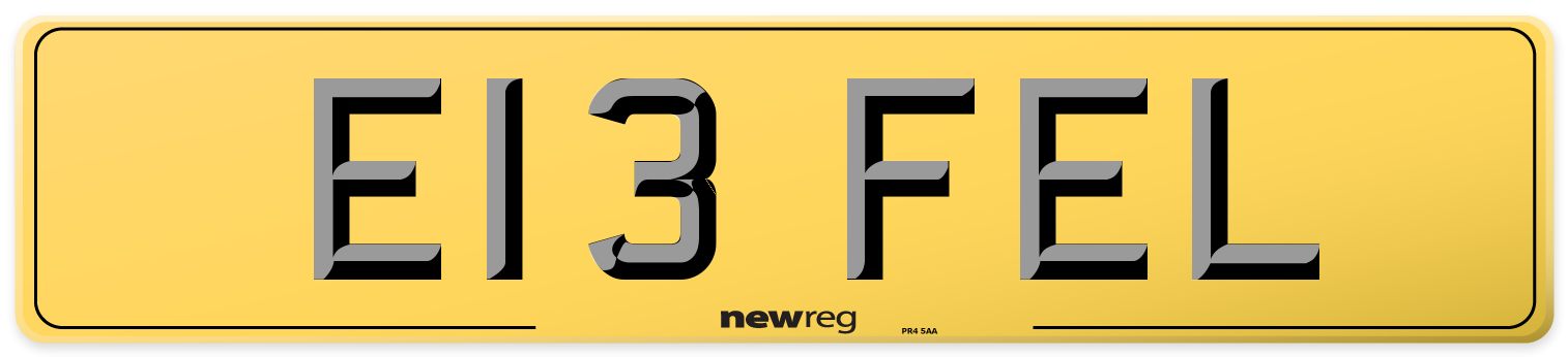 E13 FEL Rear Number Plate