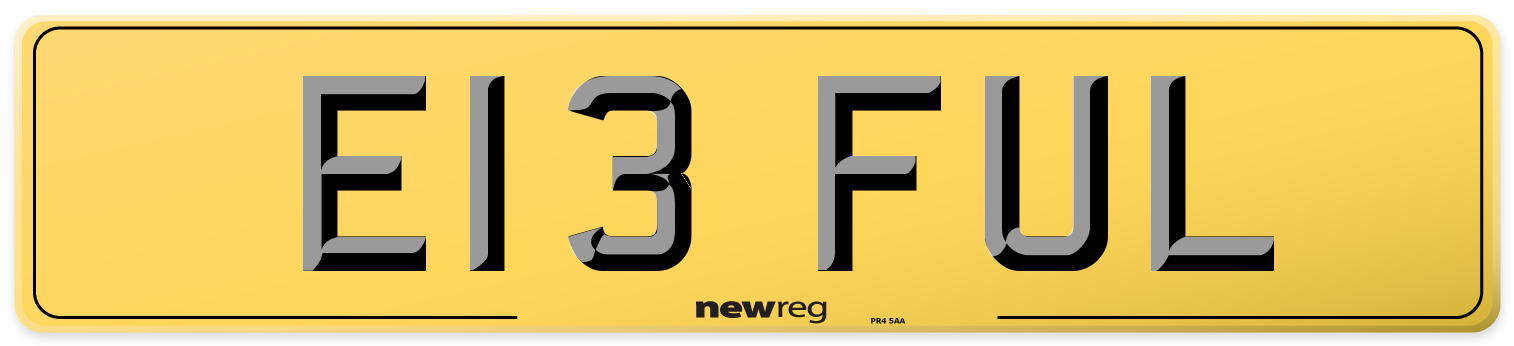 E13 FUL Rear Number Plate