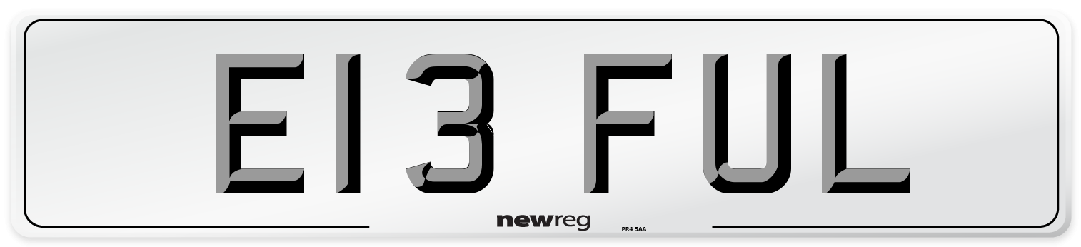 E13 FUL Front Number Plate