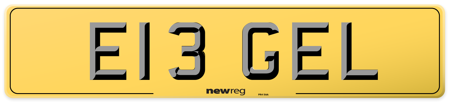 E13 GEL Rear Number Plate
