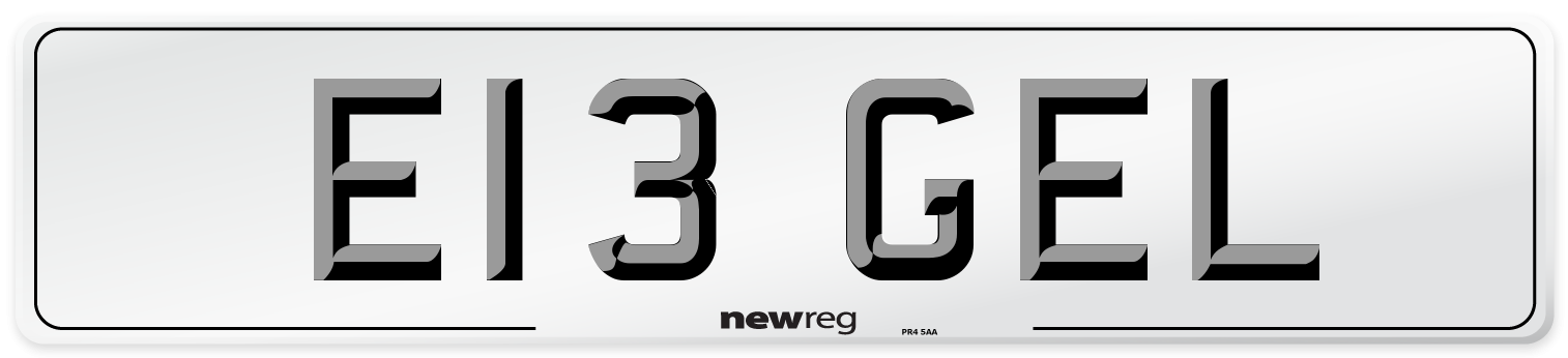 E13 GEL Front Number Plate