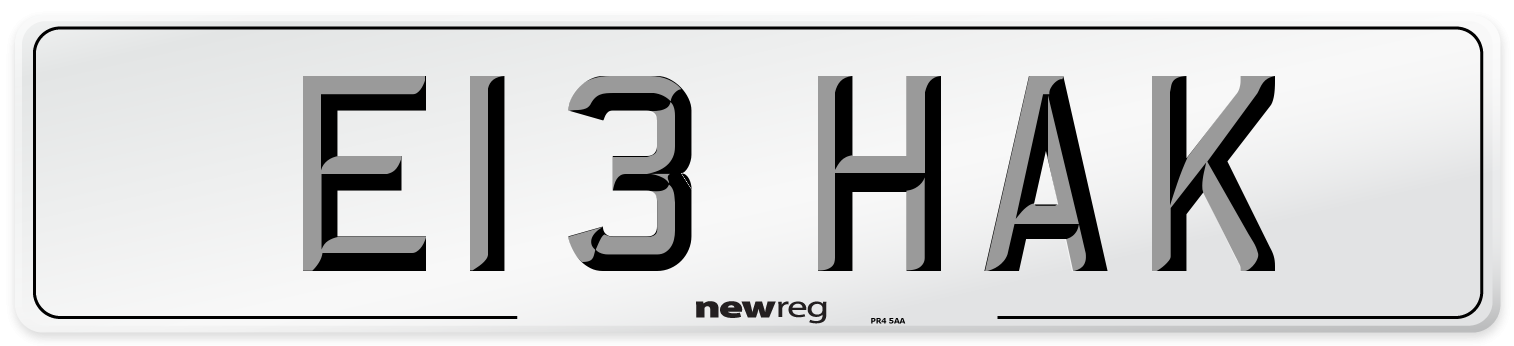 E13 HAK Front Number Plate