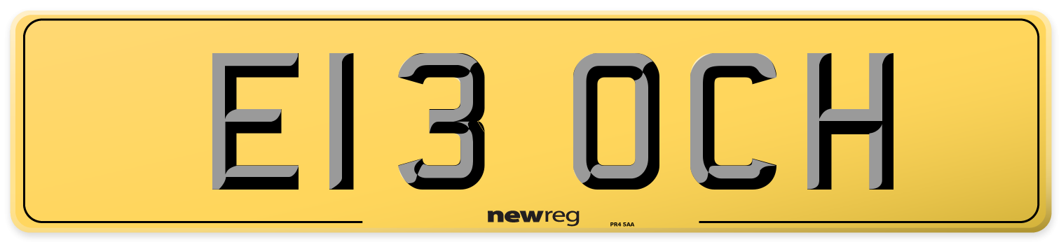 E13 OCH Rear Number Plate