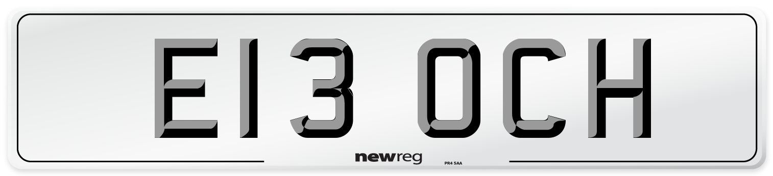 E13 OCH Front Number Plate