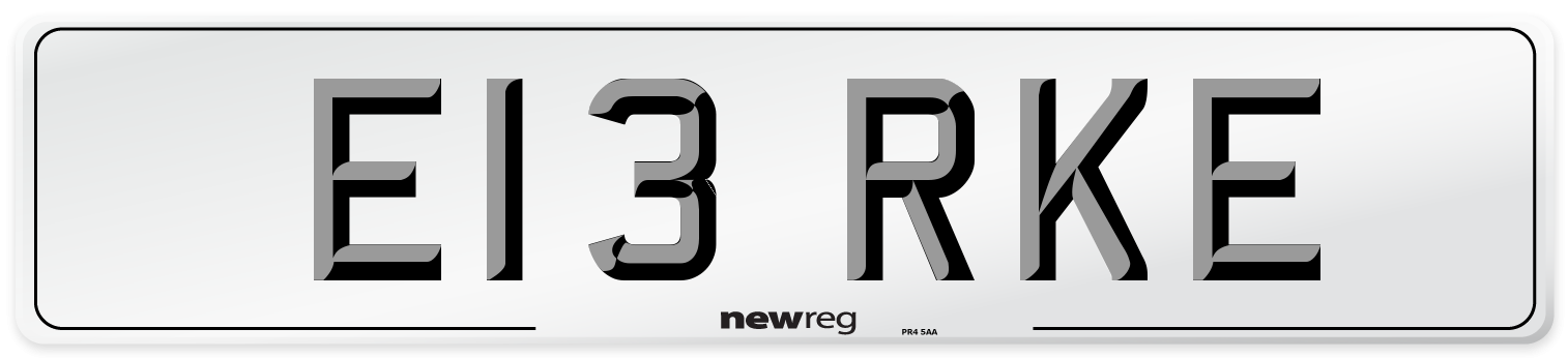 E13 RKE Front Number Plate