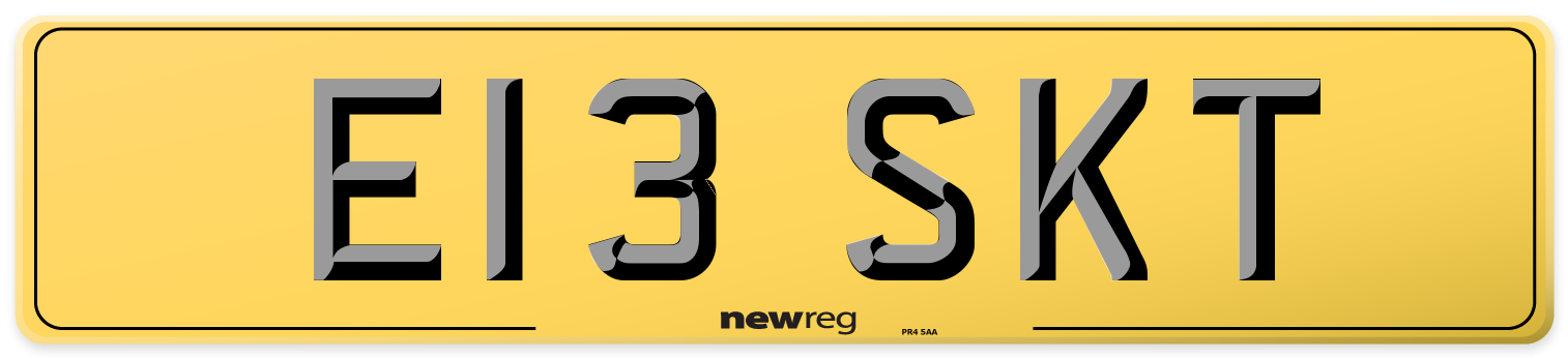 E13 SKT Rear Number Plate