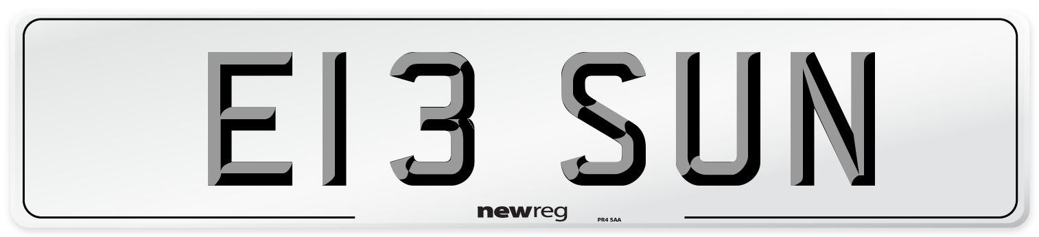 E13 SUN Front Number Plate