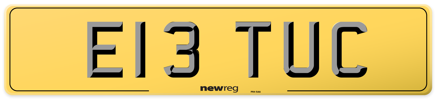 E13 TUC Rear Number Plate