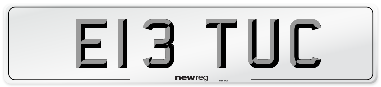 E13 TUC Front Number Plate