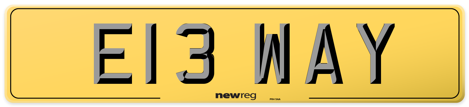 E13 WAY Rear Number Plate