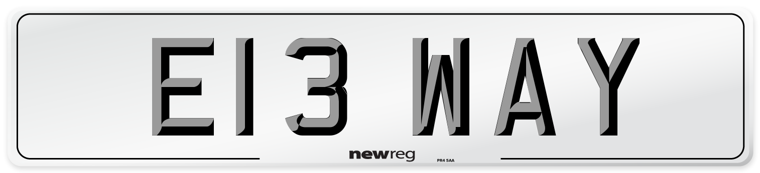 E13 WAY Front Number Plate