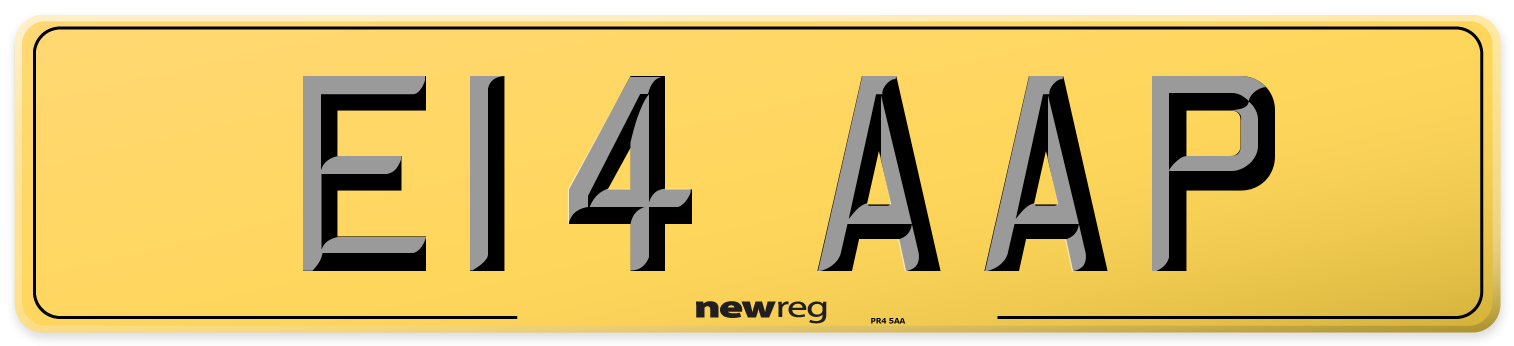 E14 AAP Rear Number Plate