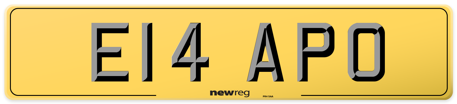 E14 APO Rear Number Plate