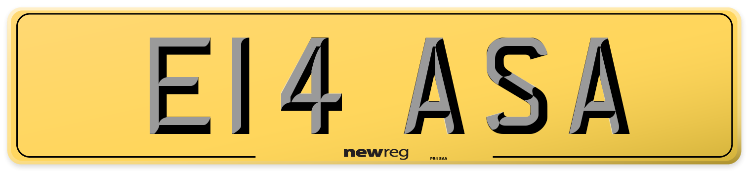 E14 ASA Rear Number Plate