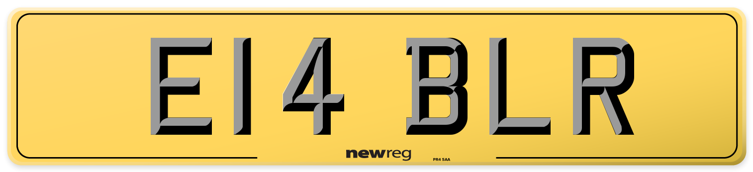 E14 BLR Rear Number Plate