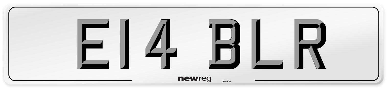E14 BLR Front Number Plate