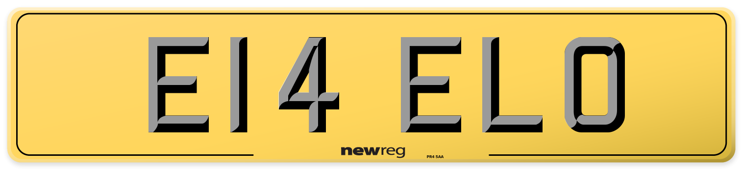 E14 ELO Rear Number Plate