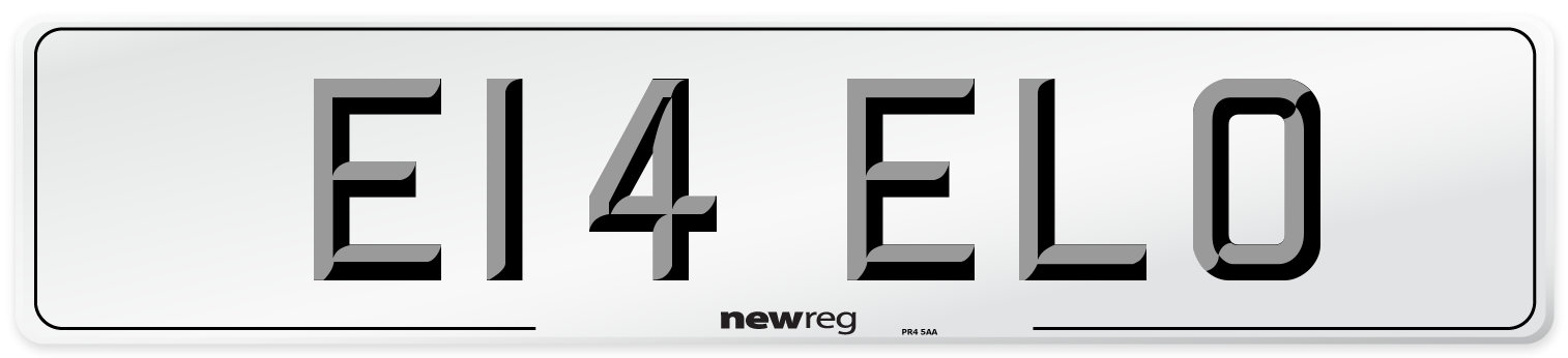 E14 ELO Front Number Plate
