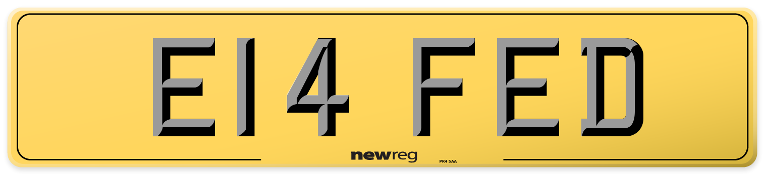 E14 FED Rear Number Plate