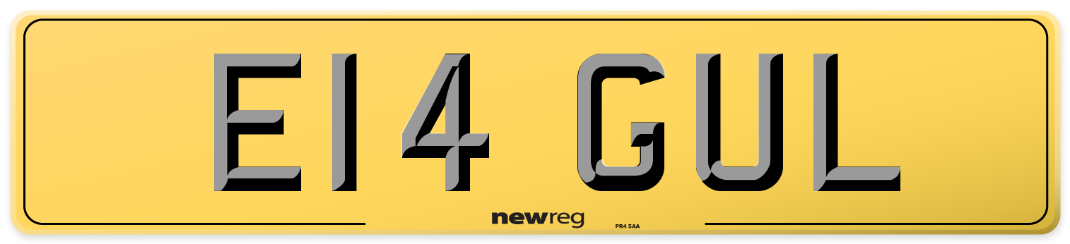 E14 GUL Rear Number Plate