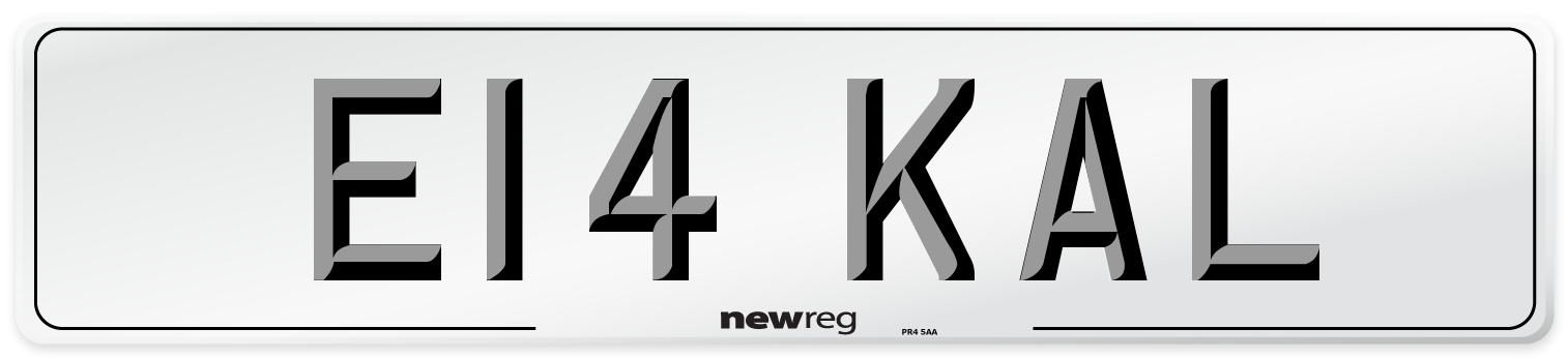 E14 KAL Front Number Plate