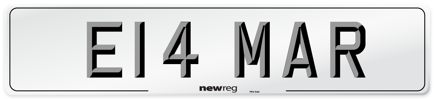 E14 MAR Front Number Plate