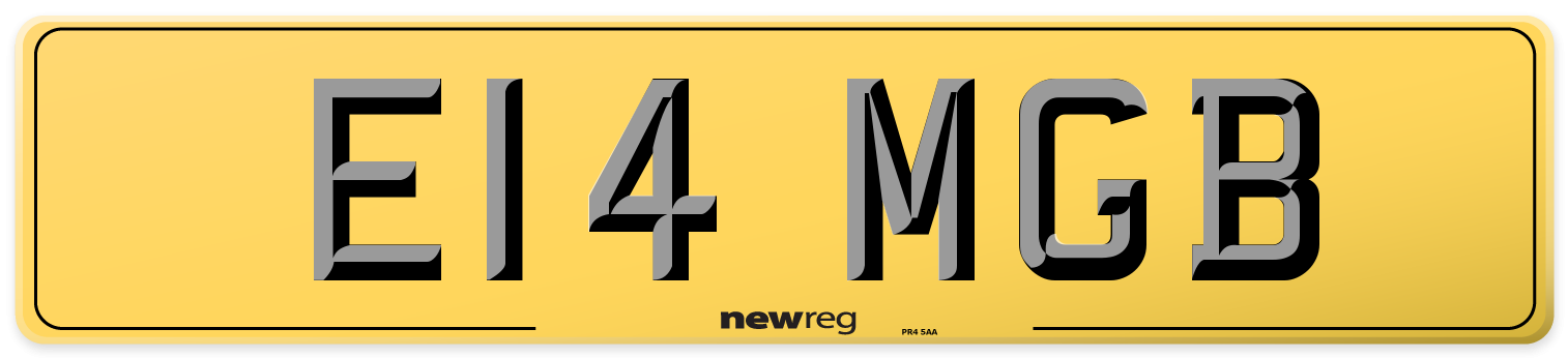 E14 MGB Rear Number Plate