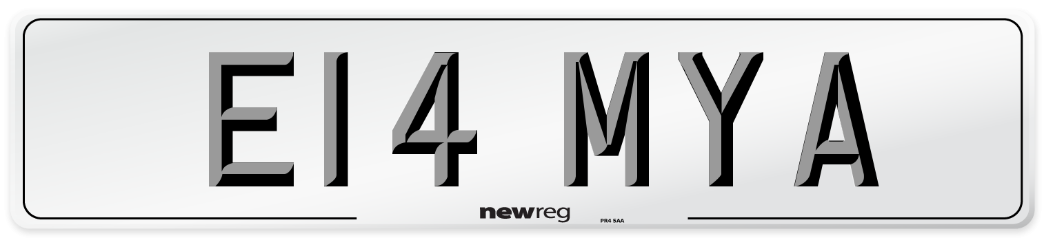 E14 MYA Front Number Plate