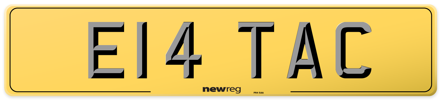 E14 TAC Rear Number Plate