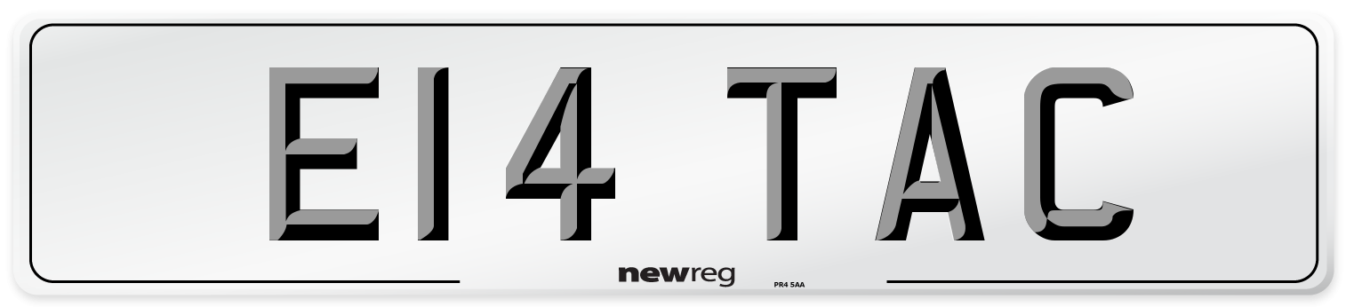 E14 TAC Front Number Plate