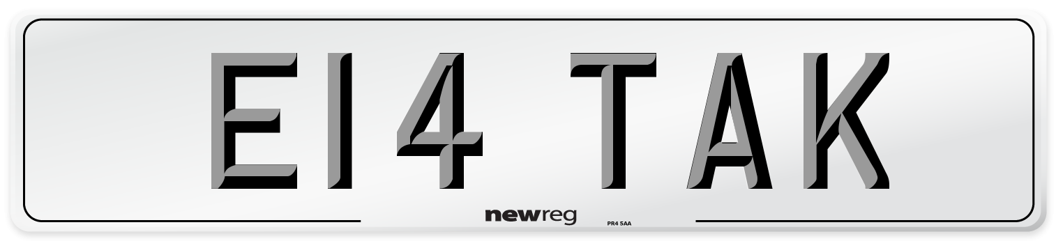 E14 TAK Front Number Plate