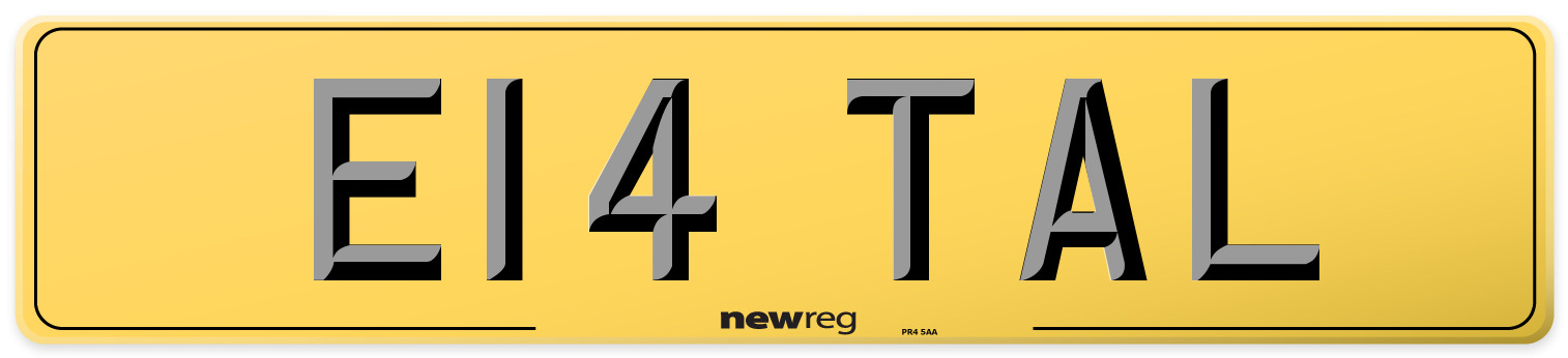 E14 TAL Rear Number Plate