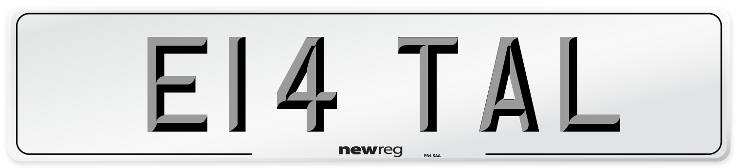 E14 TAL Front Number Plate
