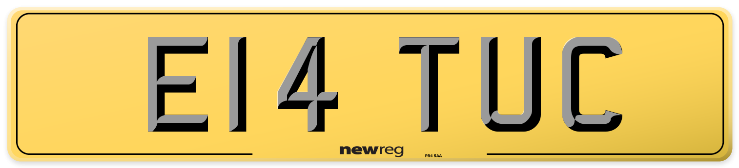 E14 TUC Rear Number Plate