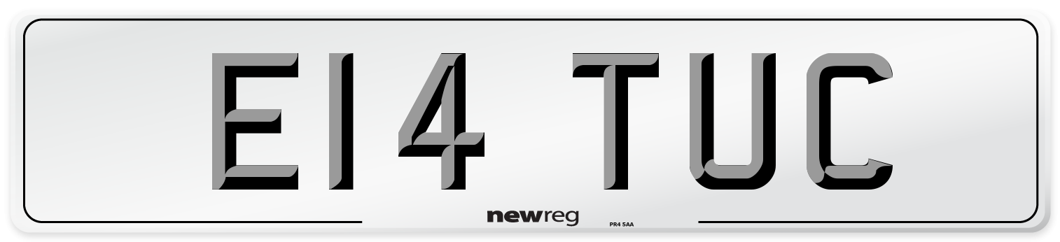 E14 TUC Front Number Plate