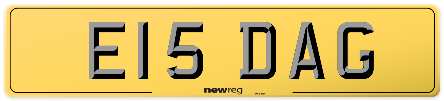 E15 DAG Rear Number Plate
