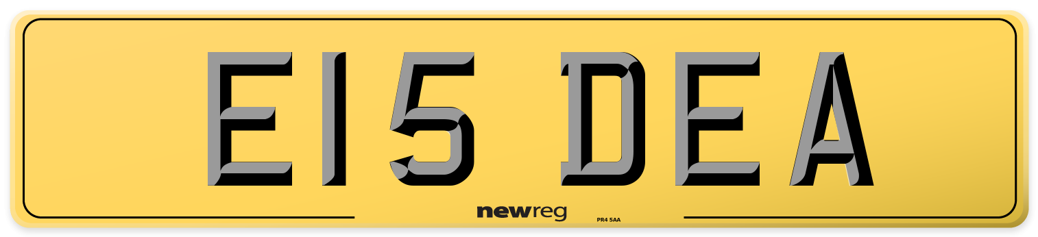 E15 DEA Rear Number Plate