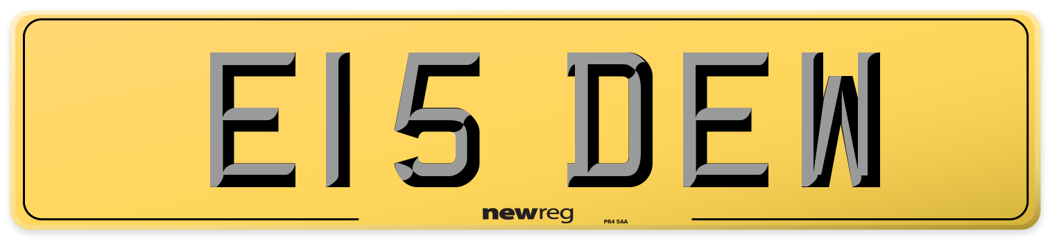 E15 DEW Rear Number Plate