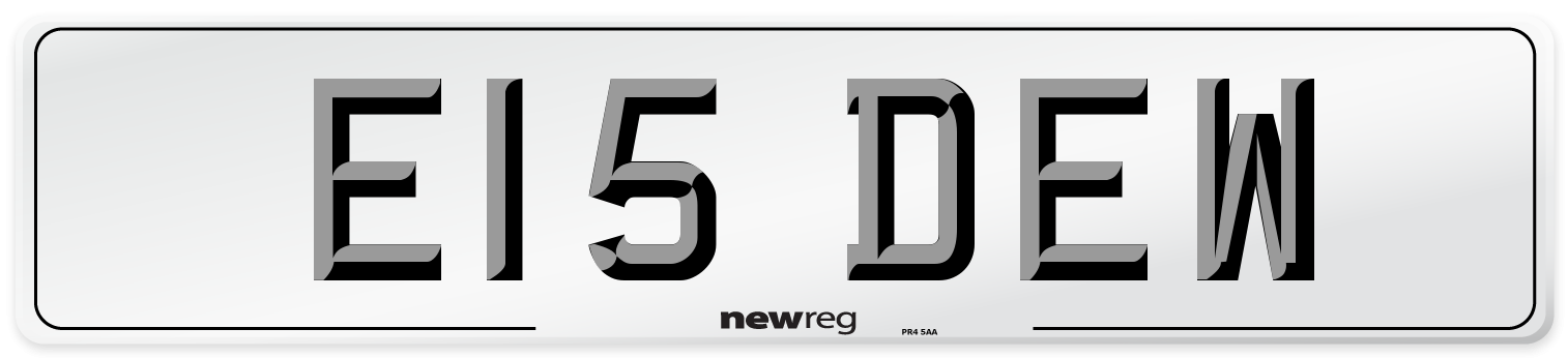 E15 DEW Front Number Plate
