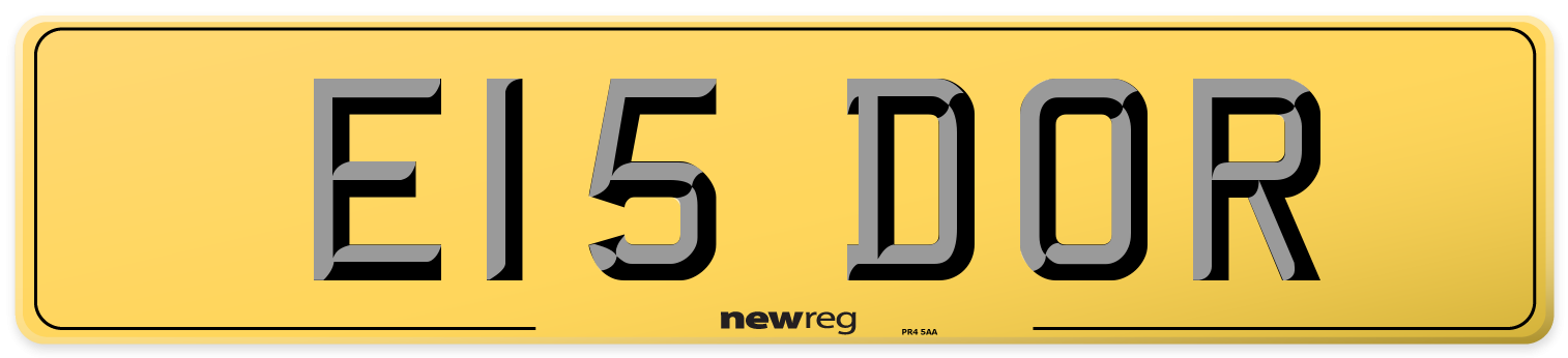E15 DOR Rear Number Plate