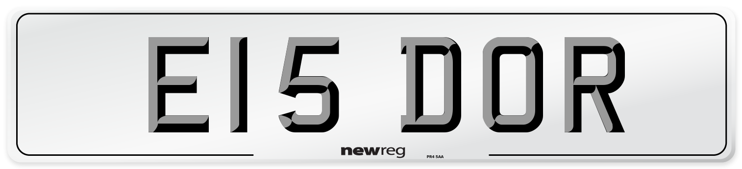 E15 DOR Front Number Plate