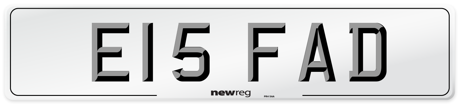 E15 FAD Front Number Plate
