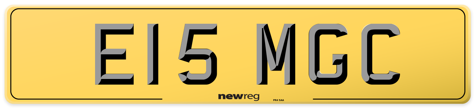 E15 MGC Rear Number Plate