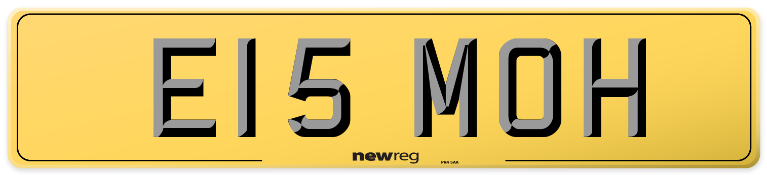 E15 MOH Rear Number Plate