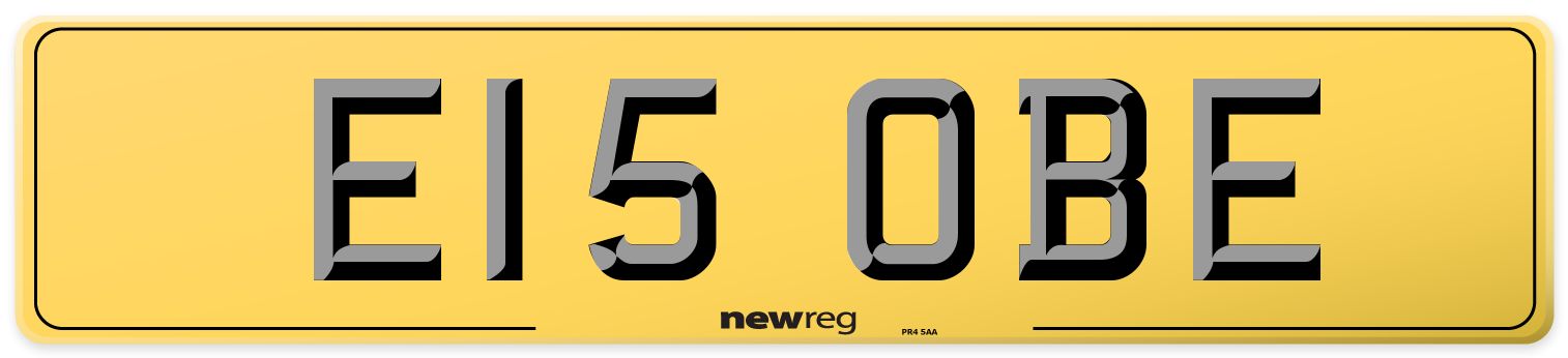 E15 OBE Rear Number Plate