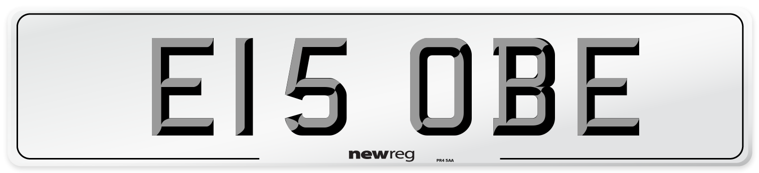 E15 OBE Front Number Plate