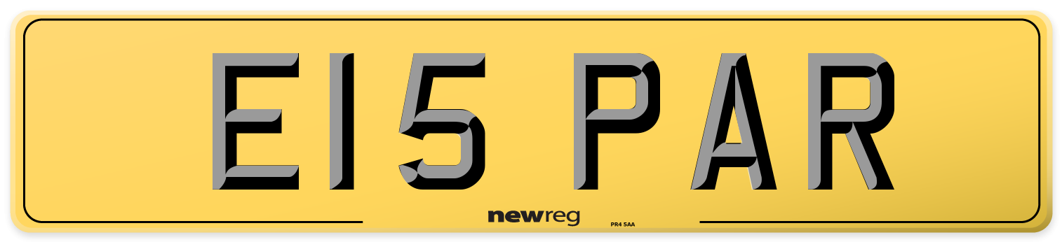 E15 PAR Rear Number Plate