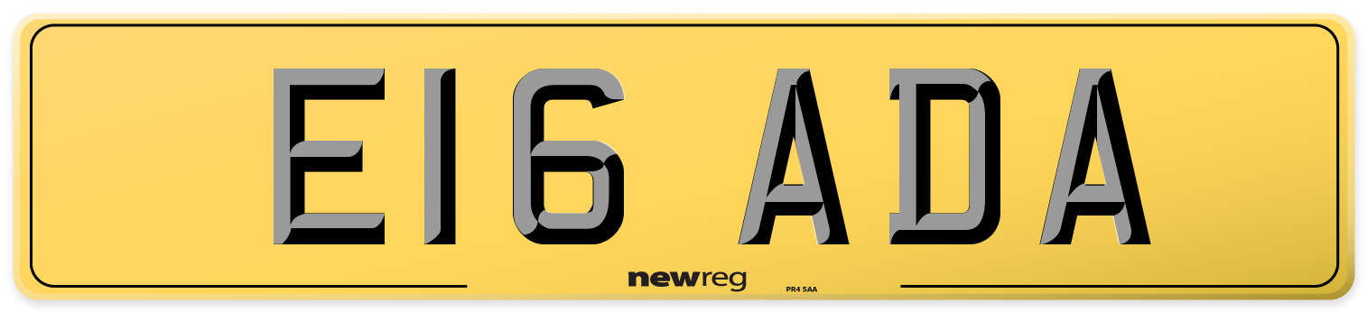 E16 ADA Rear Number Plate