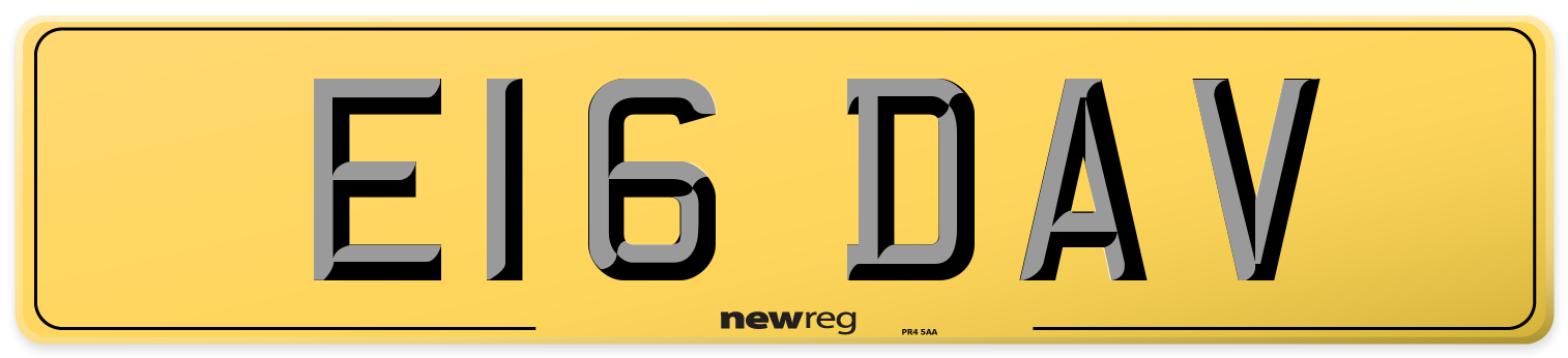 E16 DAV Rear Number Plate