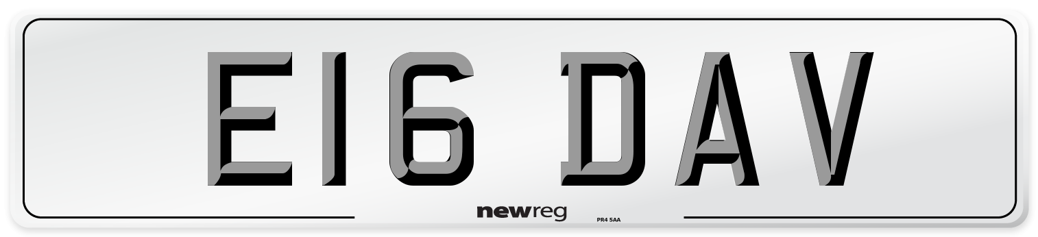 E16 DAV Front Number Plate